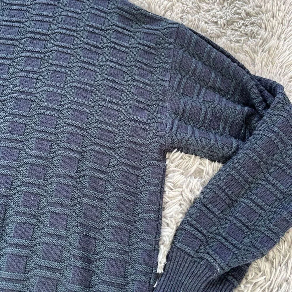 Vintage Grandpa Sweater Textured Crewneck Sweater Blue Green Size XL Classic